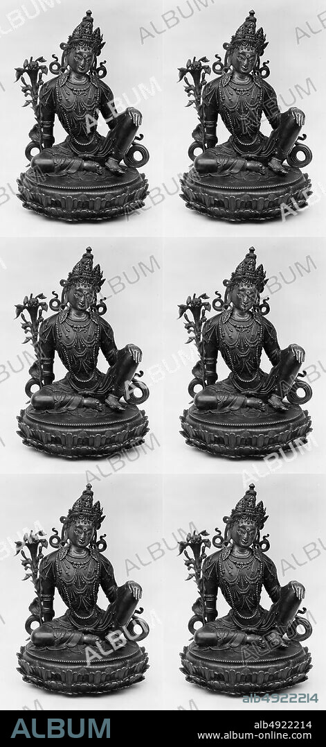 Seated Avalokiteshvara (The Bodhisattva of Infinite Compassion), Tibet, 17th18th century, Tibet, Bronze, H. 10 in. (25.4 cm); W. 6 3/4 in. (17.1 cm); D. 6 3/4 in. (17.1 cm), Sculpture.
