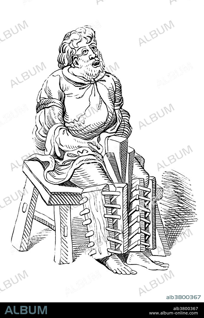 The term boot refers to a family of instruments of torture and interrogation variously designed to cause crushing injuries to the foot and/or leg. The boot has taken many forms in various places and times. Common varieties include the Spanish boot (sometimes referred to as scarpines) and the Malay boot. One type was made of four pieces of narrow wooden board nailed together. The boards were measured to fit the victim's leg. Once the leg was enclosed, wedges would be hammered between the boards, creating pressure. The pressure would be increased until the victim confessed or lost consciousness. Newer variants have included iron vises - sometimes armed with spikes - that squeezed feet and metal frames employed red-hot.