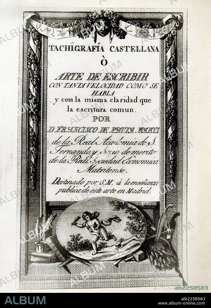 MARTI , FRANCISCO DE PAULA. ESCRITOR ESPAÑOL. JATIVA 1762 - 1827. INTRODUCCTOR DE LA TAQUIGRAFIA EN ESPAÑA. PORTADA DE " TAQUIGRAFIA CASTELLANA ".
