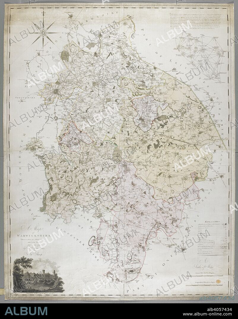 WILLIAM YATES AND SONS. A Map of Warwickshire, 1787. A Map of Warwickshire, drawn from an actual survey taken in the years 1787, 8, 9 by W. Yates and Sons. Warwick, 1793. Source: Maps K.Top.42.76.11.Tab.
