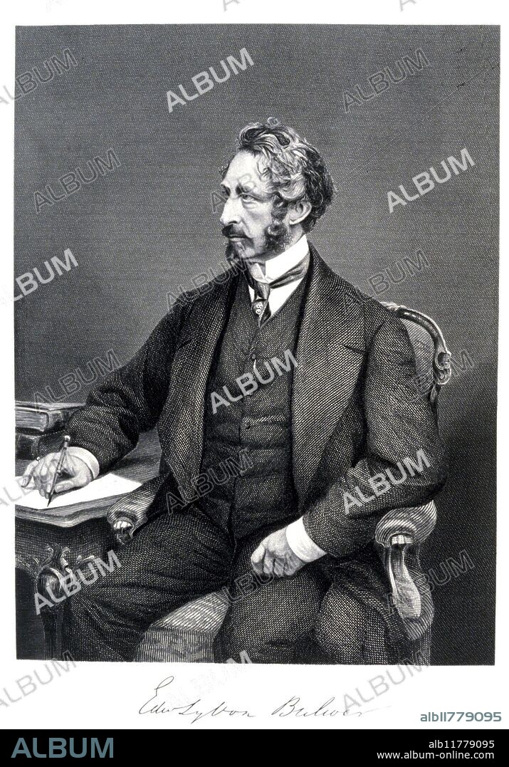 Occultist - Lord Lytton. Bulwer-Lytton, the author of several occult novels, and a great influence on Blavatsky, from Portrait Gallery of Eminent Men and Women, c. 1870.