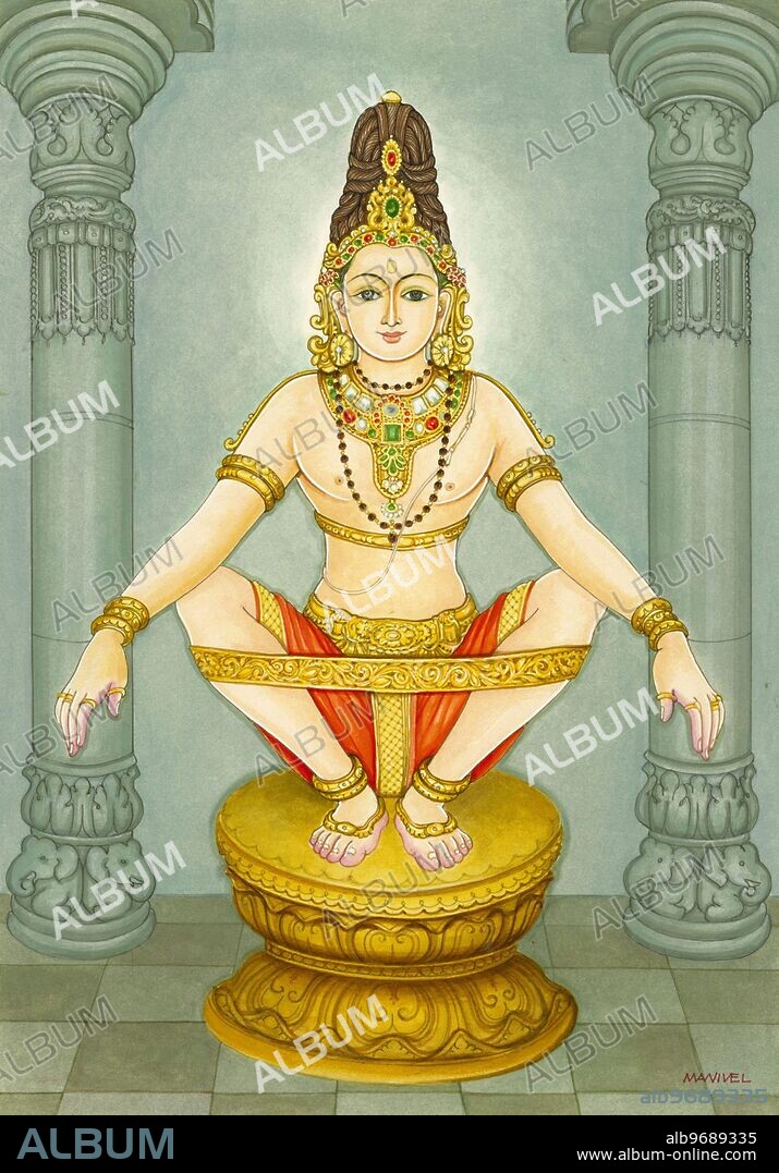 HAP-136825 : Artist Manivelu - Saint - sadhu - swami - sannyasin - Hindu belief - Hindu - Hinduism - art - yoga - Himalayan Academy art - jewels - asana - Deva - God - yogic strap - India - Indian art.
