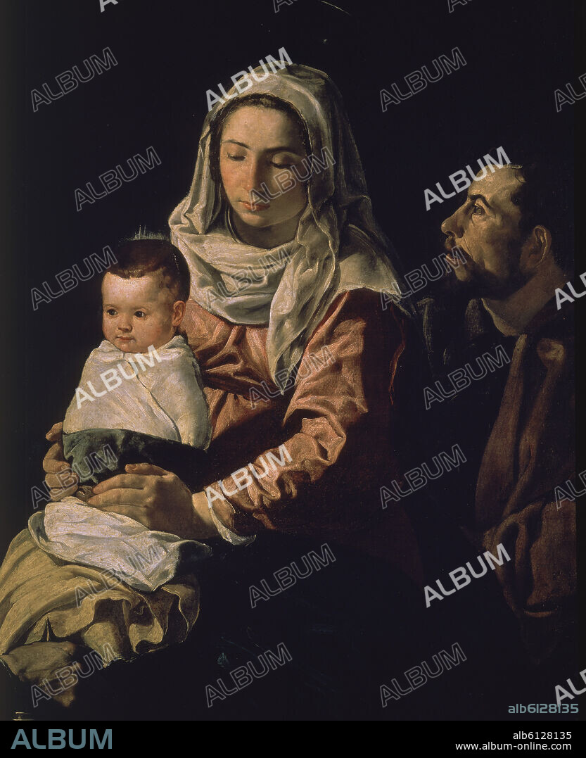 DIEGO VELAZQUEZ (1599-1660). ADORACION DE LOS REYES MAGOS - DETALLE DE LA VIRGEN CON EL NIÑO Y SAN JOSE - O/L - 1619 - NP 1166 - BARROCO ESPAÑOL - CONJUNTO Nº 1966.
