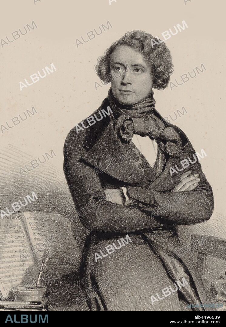 CHARLES-LOUIS BAUGNIET. Portrait of the cellist and composer Adrien-François Servais (1807-1866).