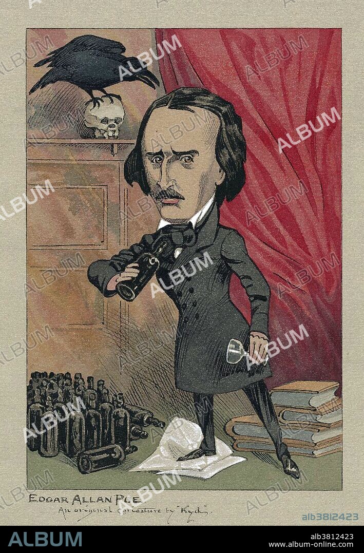 An original caricature of Edgar Allan Poe by Kyd. Edgar Allan Poe (January 19, 1809 - October 7, 1849) was an American author, poet, editor and literary critic, considered part of the American Romantic Movement. Best known for his tales of mystery and the macabre, Poe was one of the earliest American practitioners of the short story and is considered the inventor of the detective fiction genre. He is further credited with contributing to the emerging genre of science fiction. He was the first well-known American writer to try to earn a living through writing alone, resulting in a financially difficult life and career. His publishing career began humbly, with an anonymous collection of poems. He switched to prose and spent the next several years working for literary journals and periodicals, becoming known for his own style of literary criticism. He died in 1849, at age 40. The cause of his death is unknown and has been variously attributed to alcohol, brain congestion, cholera, drugs, heart disease, rabies, suicide and/or tuberculosis.