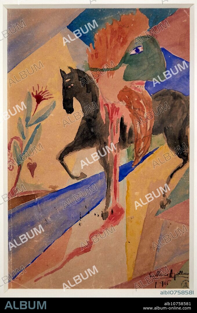 Autoportrait en cavalier masqué décapité, 1916, Guillaume de Kostrowitzky, dit Apollinaire, Musée de lArmée, Paris, France.