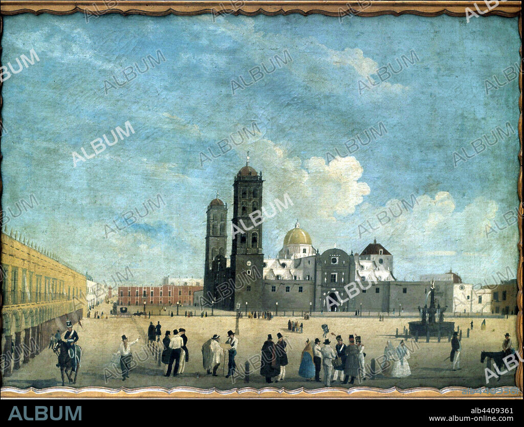 JOSE MARIA FERNÁNDEZ. FERNANDEZ , JOSE MARIA PINTOR MEXICANO . SIGLO XIX " CATEDRAL DE PUEBLA " , OLEO COLECCION OVANDO.