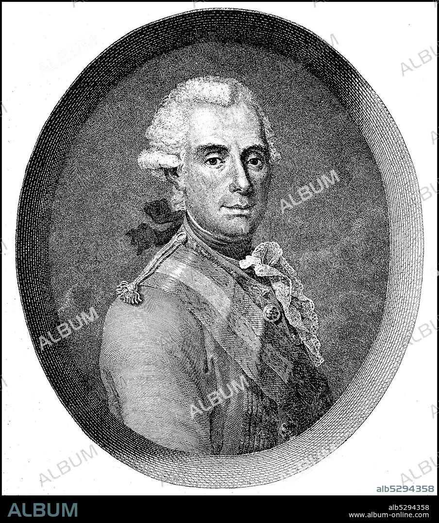 Gideon Ernst von Laudon, from 1759 Freiherr von Laudon, Laudohn or Loudon, February 13, 1717 - July 14, 1790, was an Austrian commander Baltic German origin  /  Gideon Ernst von Laudon, ab 1759 Freiherr von Laudon, Laudohn oder Loudon, 13. Februar 1717 - 14. Juli 1790, war ein österreichischer Feldherr deutschbaltischer Herkunft, Historisch, historical, digital improved reproduction of an original from the 19th century / digitale Reproduktion einer Originalvorlage aus dem 19. Jahrhundert,.