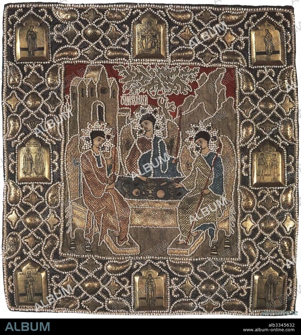 ANCIENT RUSSIAN ART. The Holy Trinity (Podea). The donation by Tsar Boris Godunov to the Monastery.