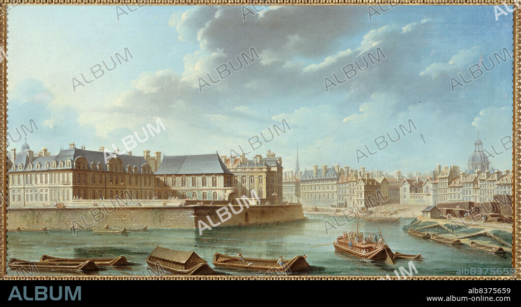 NICOLAS RAGUENET. Eastern tip of Ile Saint-Louis, with Hotel de Bretonvilliers and Hotel Lambert, 1757.
