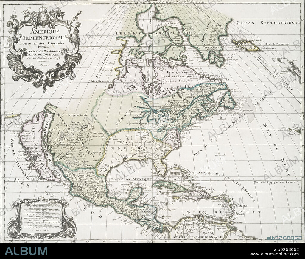 Amerique septentrionale divisée en ses principales parties., cartographic, Maps, 1694, Jaillot, Charles Hubert Alexis (1640-1712 ).