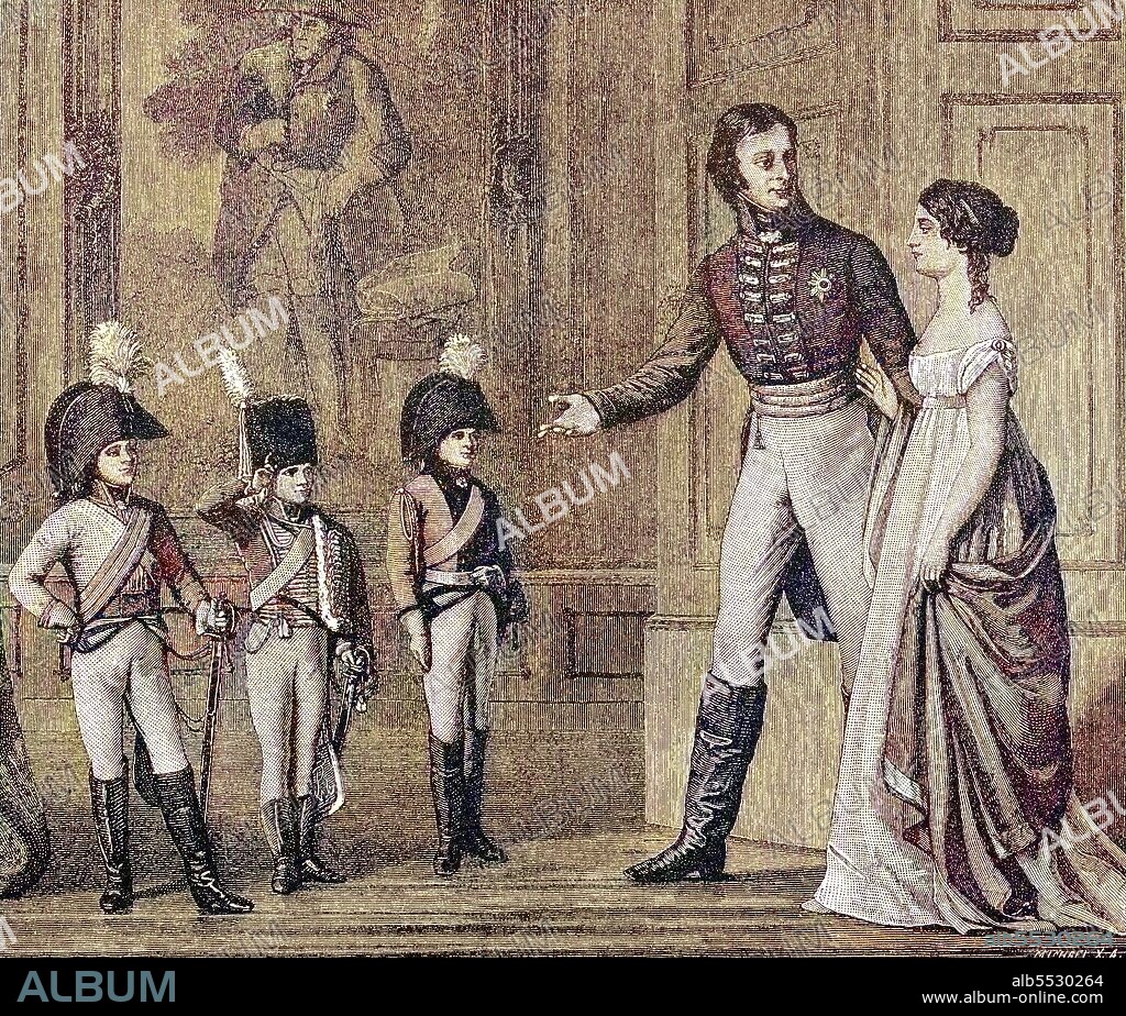 On the Christmas Eve of 1803, Frederick William III presented the Crown Prince in the uniform of the Garde du Corps, Prince Wilhelm in the uniform as a hussar, and Prince Friedrich Louis as a dragoon in the uniforms given for Christmas, Germany .