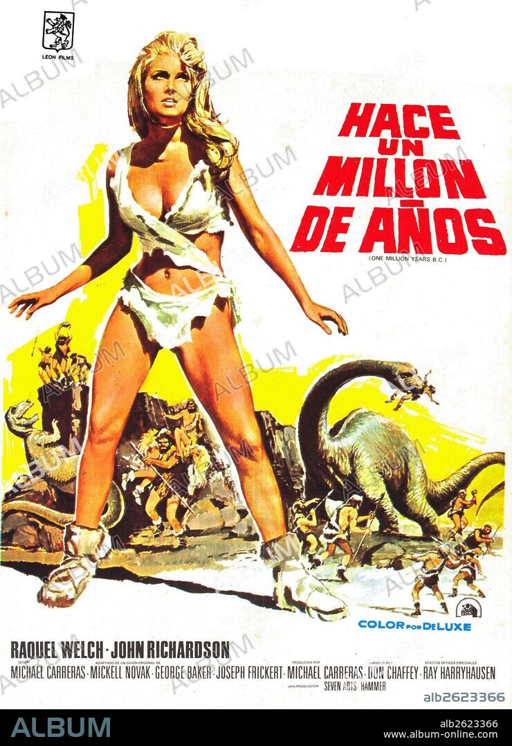 Poster of ONE MILLION YEARS B. C., 1966, directed by DON CHAFFEY. Copyright HAMMER FILM PRODUCTIONS.