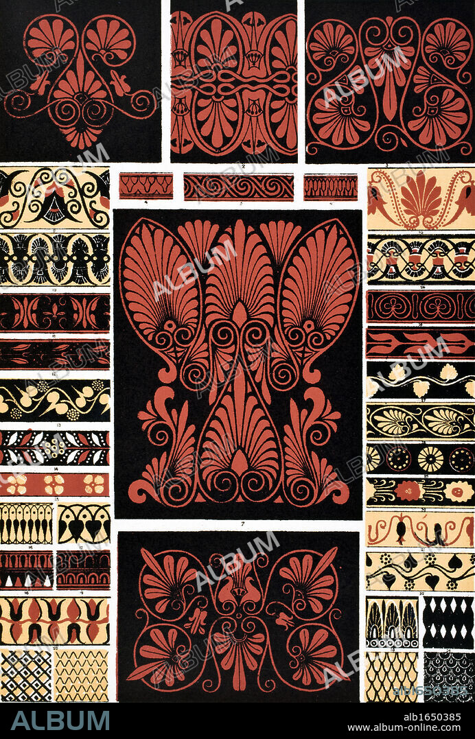 Greek No 5 Plate XIX From The Grammar of Ornament by Owen Jones published by Day & Son London 1865.