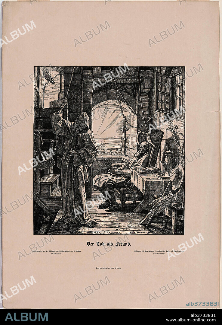ALFRED RETHEL. Der Tod als Erwürger (Death the Strangler). Dated: 1851. Dimensions: image: 30.8 × 27.3 cm (12 1/8 × 10 3/4 in.)  sheet: 51.5 × 38.9 cm (20 1/4 × 15 5/16 in.). Medium: wood engraving on wove paper [first edition].