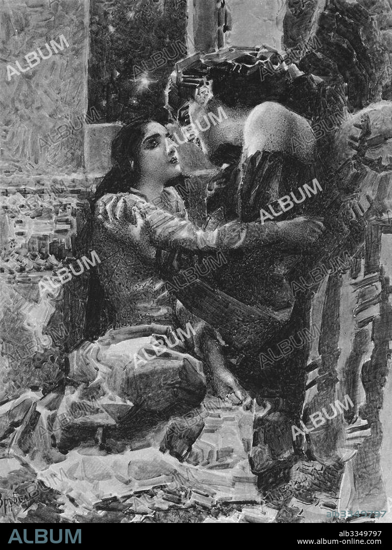 MIKHAIL ALEXANDROVICH VRUBEL. Tamara and Demon. Illustration to the poem "The Demon" by Mikhail Lermontov.