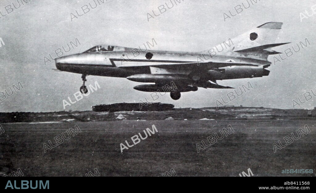 The Dassault Super Mystere is a French supersonic fighter-bomber and was the first Western European supersonic aircraft to enter mass production. The first prototype Super Mystere B.1, powered by a Rolls-Royce Avon RA.7R, took to the air on 2 March 1954. The aircraft broke the sound barrier in level flight the following day.