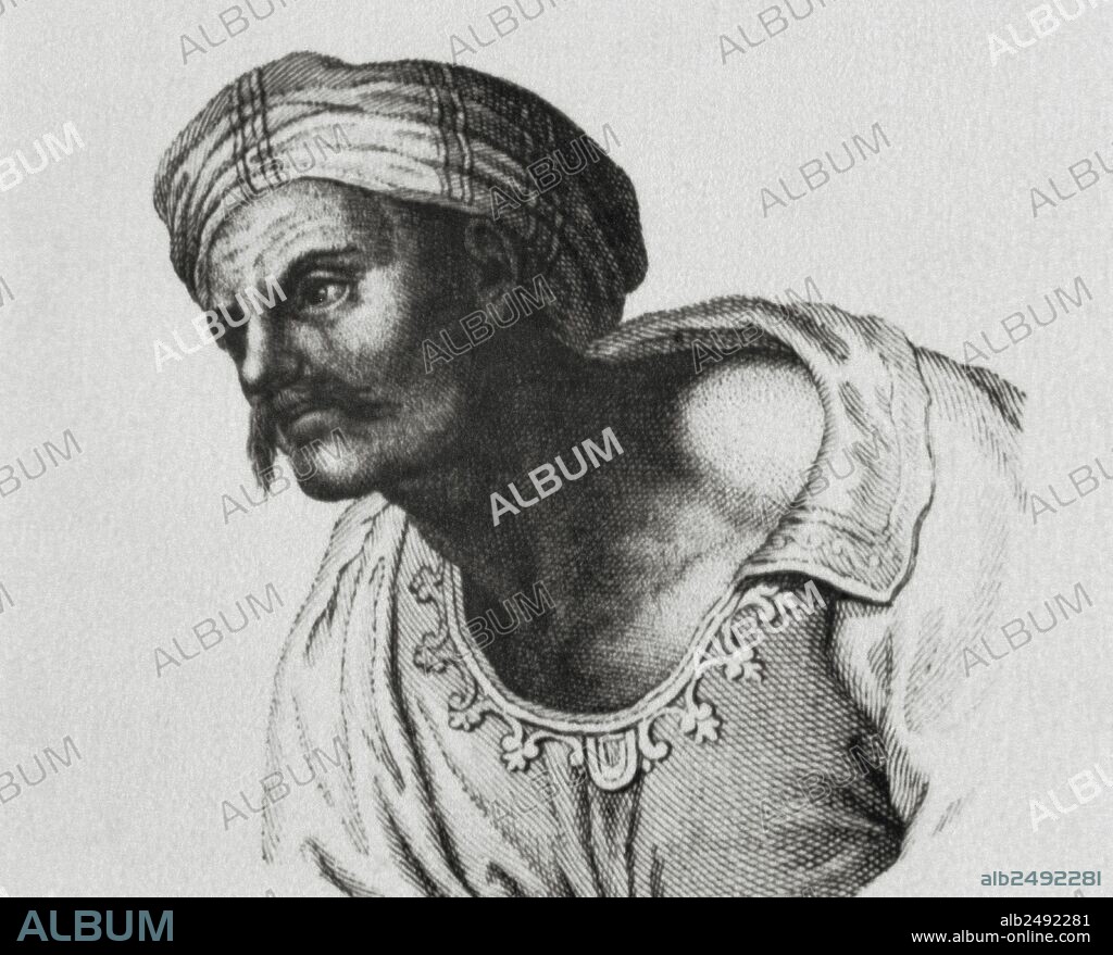 Averroes (1126-1198). Ibn Rushd. Medieval Andalusian Muslim polymath. Portrait. Engraving.