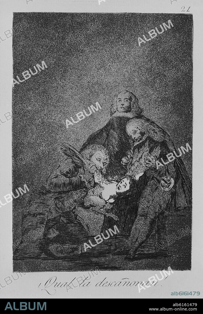 FRANCISCO DE GOYA (1746-1828). CAPRICHO 21 - CUAL LA DESCAÑONAN! - 1799 - AGUAFUERTE Y AGUATINTA BRUÑIDA - 218 x 149 mm -.