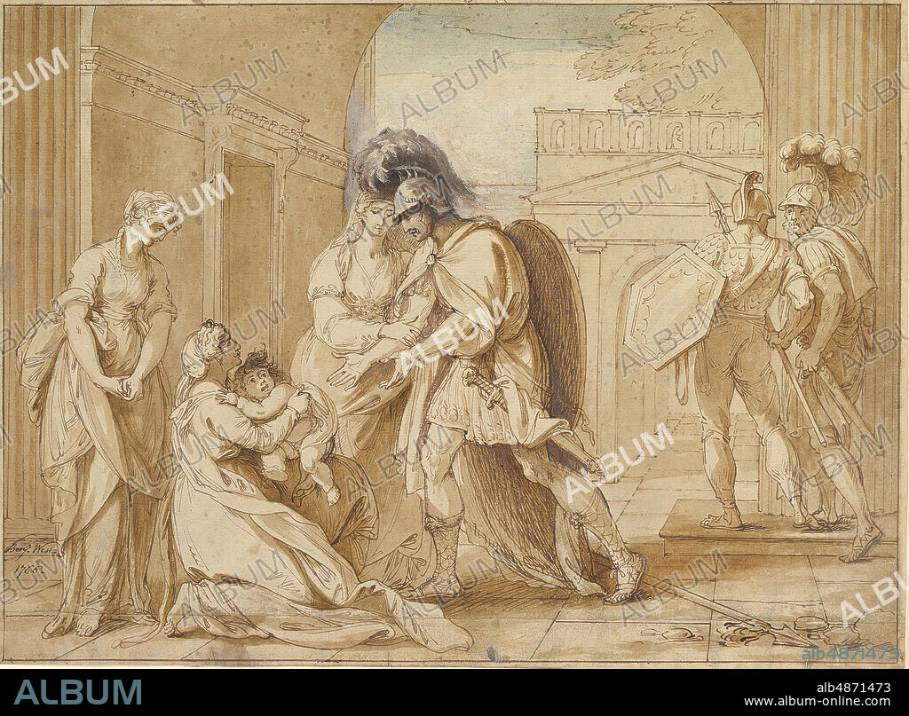 BENJAMIN WEST. Hector taking leave of Andromache: the Fright of Astyanax, 1766.