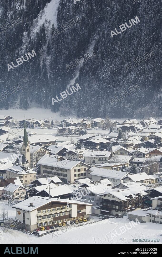 Village of Mayrhofen ski resort, Zillertal Valley, Austrian Tyrol, Austria, Europe.
