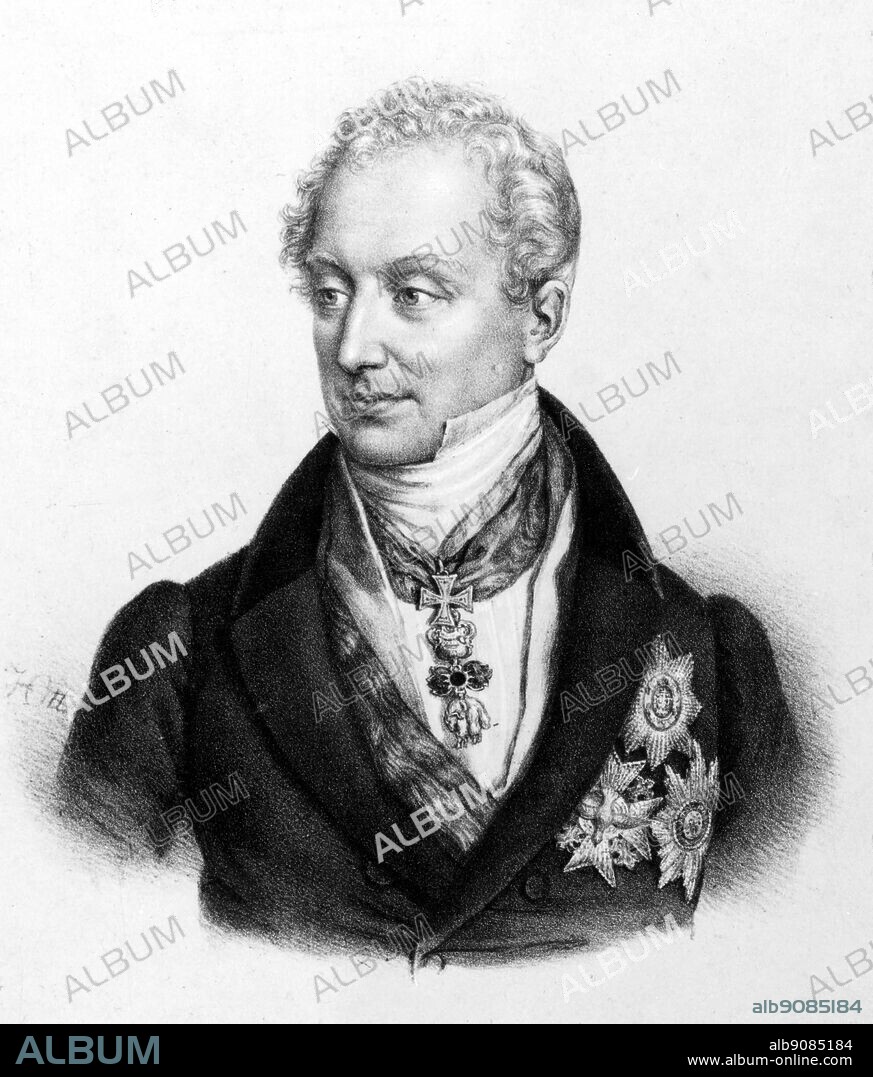 Prince von Metternich (1773-1859), Klemens Wenzel Nepomuk Lothar Matternich. Furst Metternich. Austrian politician, the leading figure in European diplomacy after the fall of Napoleon.