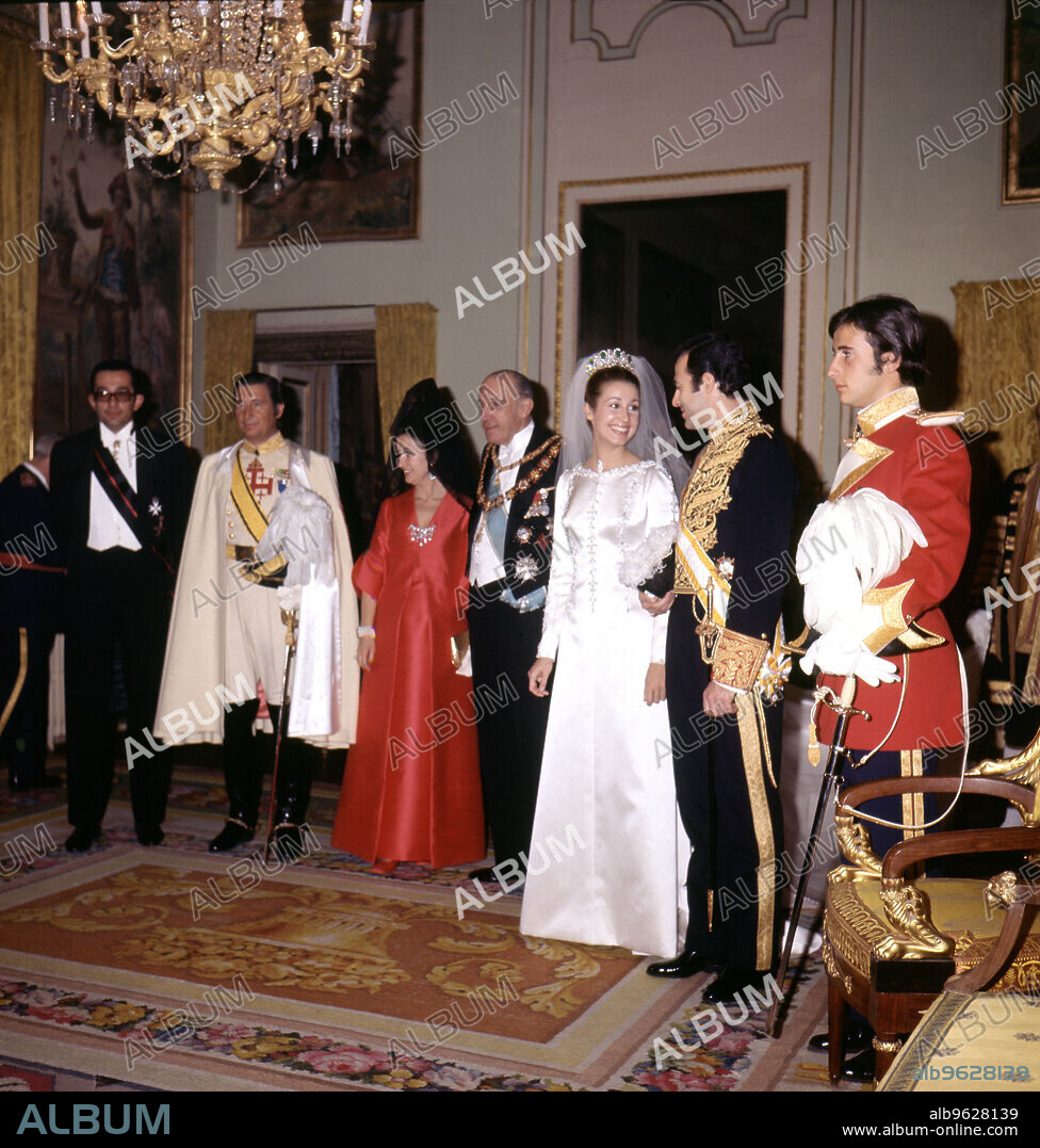 Wedding of Alfonso Borbón Dampierre  (1936-1989) with Maria del Carmen Martinez-Bordiu in 1972.