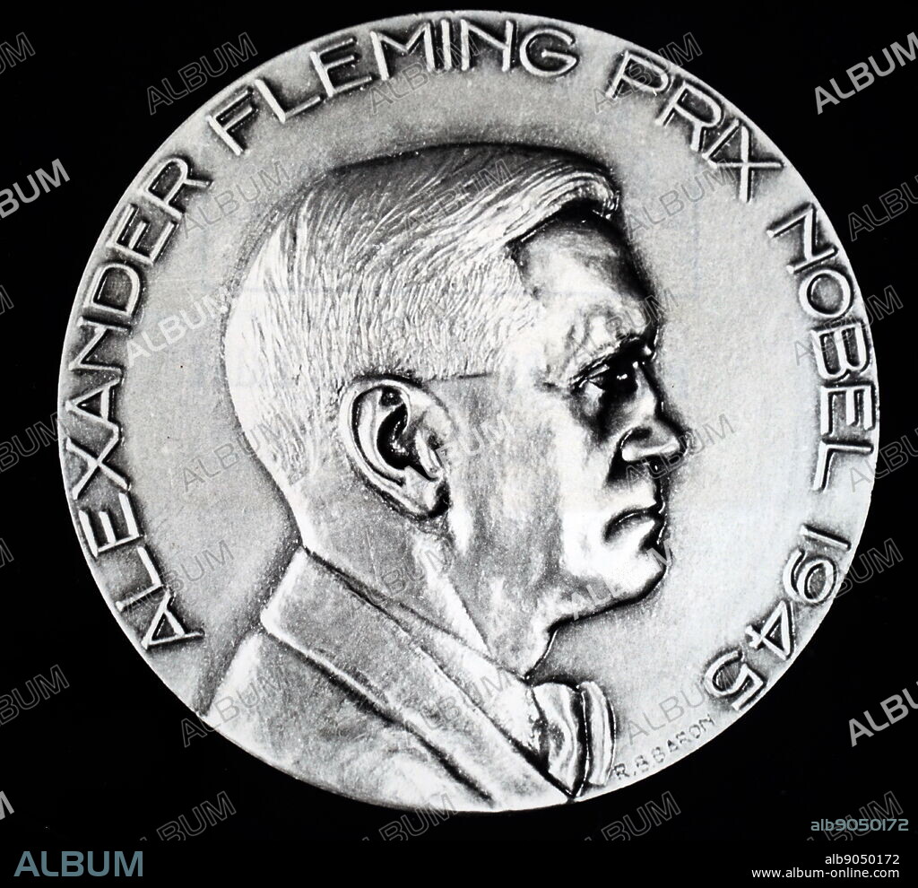 A medal commemorating Alexander Fleming's Nobel Prize win in 1945. Alexander Fleming (1881-1955) a Scottish physician, microbiologist, and pharmacologist. Dated 20th century.