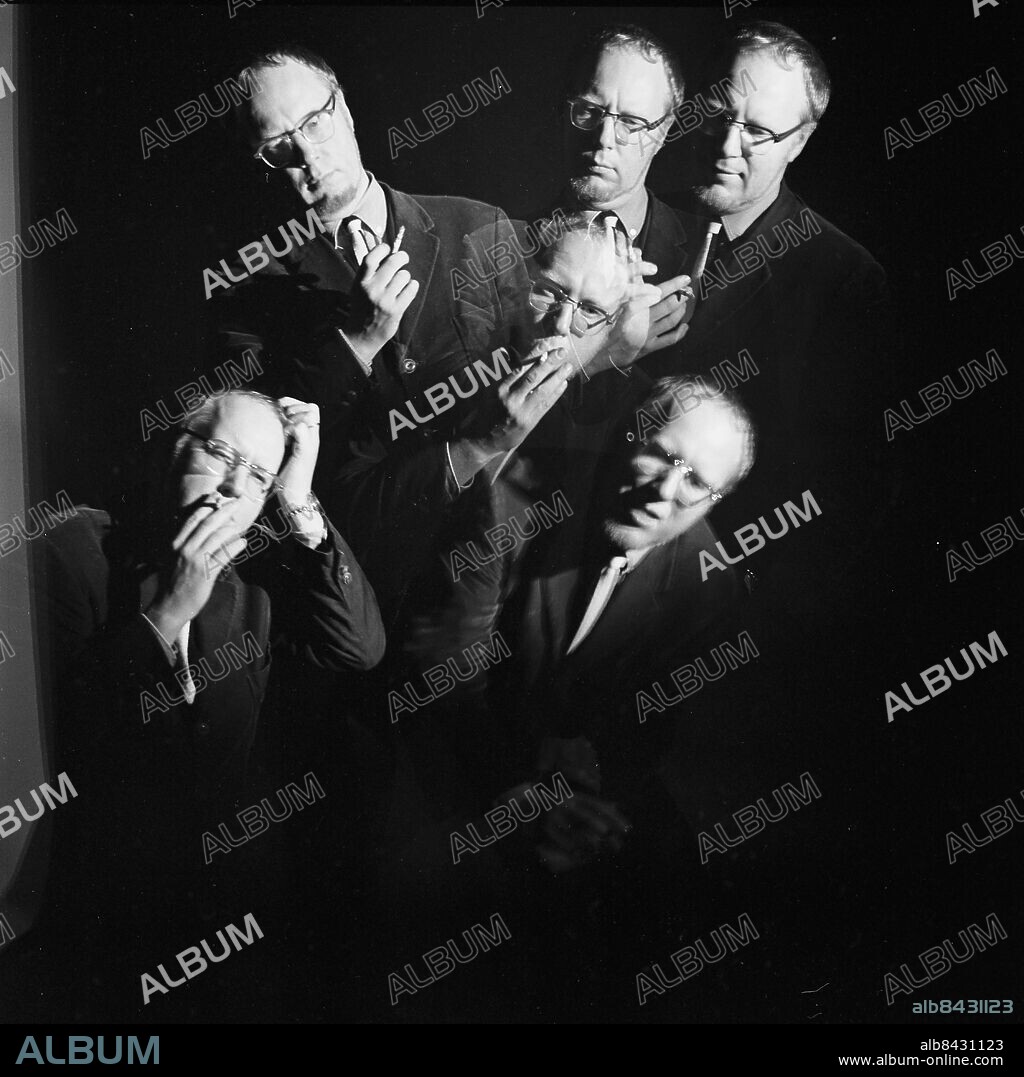 1967-01-16.. TV:s multikonstproducent Kristian Romare multiavbildad.. Foto: Bertil S-son Åberg / RiR / SVT / Kod: 5600. Bild och reportage publ. i RiR 5/67 sid. 18-19 inför TV-programmet Bild på dig.. RiR 18397 sv/v neg.