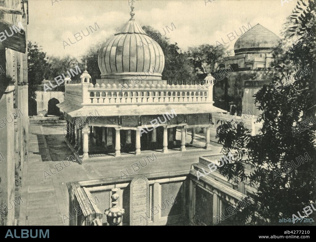 'Tombs of Princess Jahanara Begum and Nizam-Ud-Din at Delhi'. The tombs of the Mughal princess Jahanara Begum Begum (1614-1681) and of the Sufi saint Nizamuddin Auliya (1236-1325) in Delhi, India. Postcard. [The Arch, Photo-Works of India].