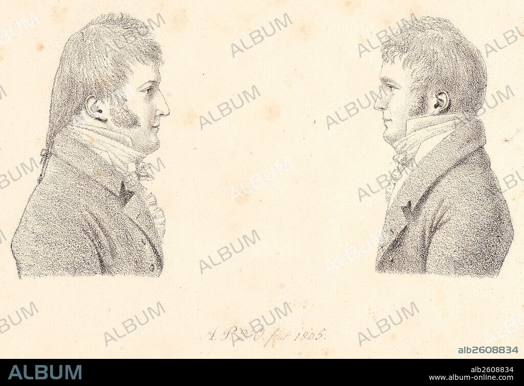 Duc de Montpensier (French, 1775 - 1807). Portraits of Louis-Philippe, Duc d'Orleans and Antoine-Philippe d'Orleans, 1805. Lithograph.