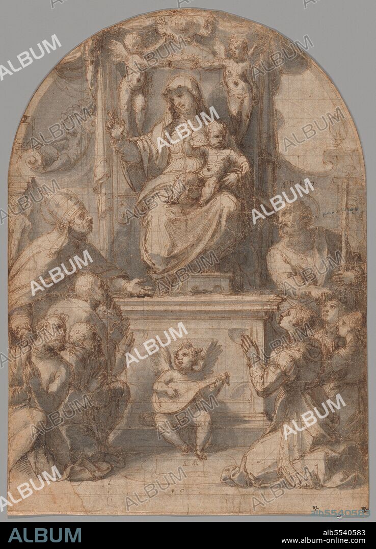 PERINO DEL VAGA. The Virgin Enthroned with Saints Gregory and James, and a Family of Donors, 1535/36.