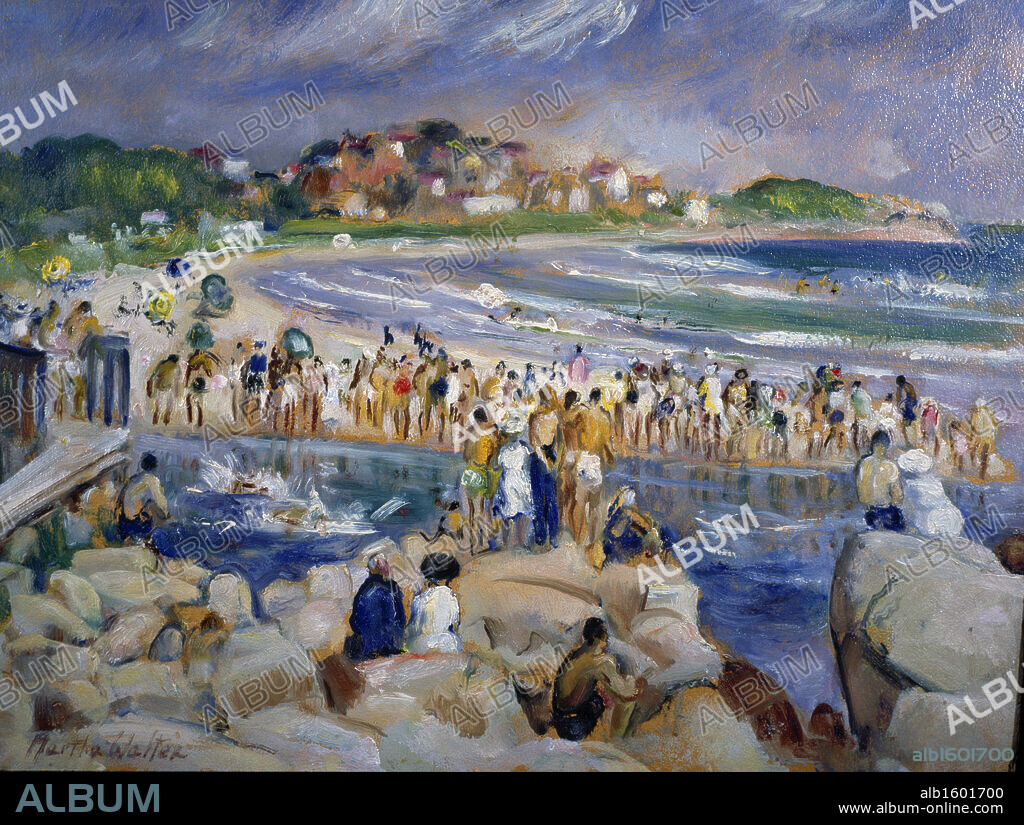 Swim Race, Bass Rocks by Martha Walter, oil on board, 1918, 1875-1976, USA, Pennsylvania, Philadelphia, David David Gallery.