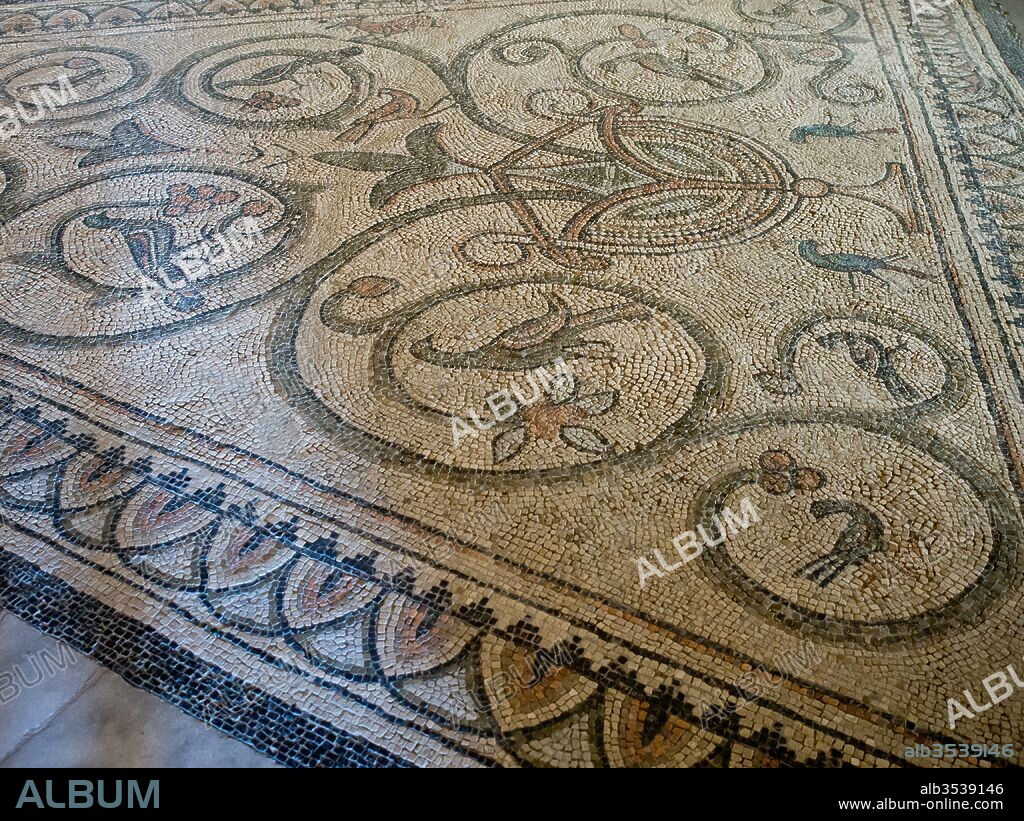 Mosaicos pertenecientes al suelo original de la iglesia de San Vital de Rávena, siglo VI, Rávena, Emilia-Romaña, Italia.