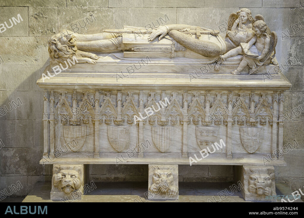 sarcofago de Jaume III, mausoleo de los reyes de Mallorca,construido en el año 1329 por el rey Jaime II, capilla de la Trinitat,Catedral de Mallorca , siglo XIII, Monumento Histórico-artístico, Palma, mallorca, islas baleares, españa, europa.