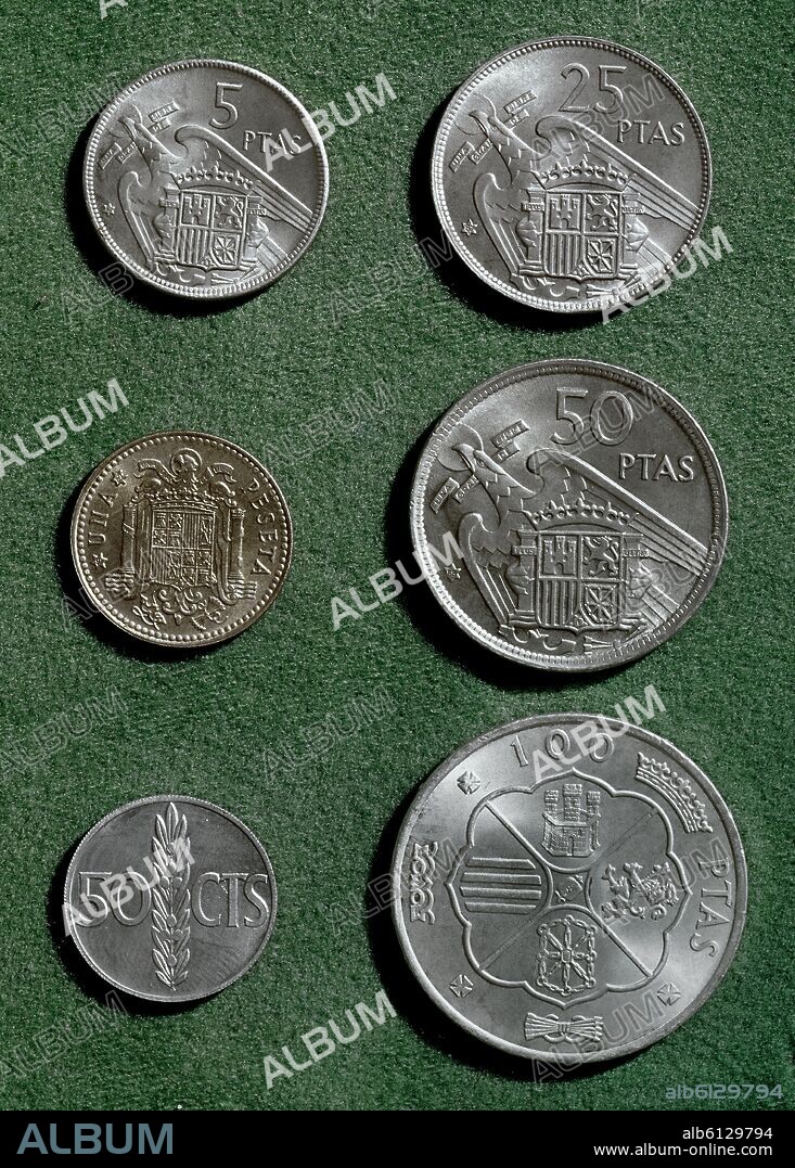CRUZ DE LAS MONEDAS ESPANOLAS DE CURSO LEGAL EN 1968.