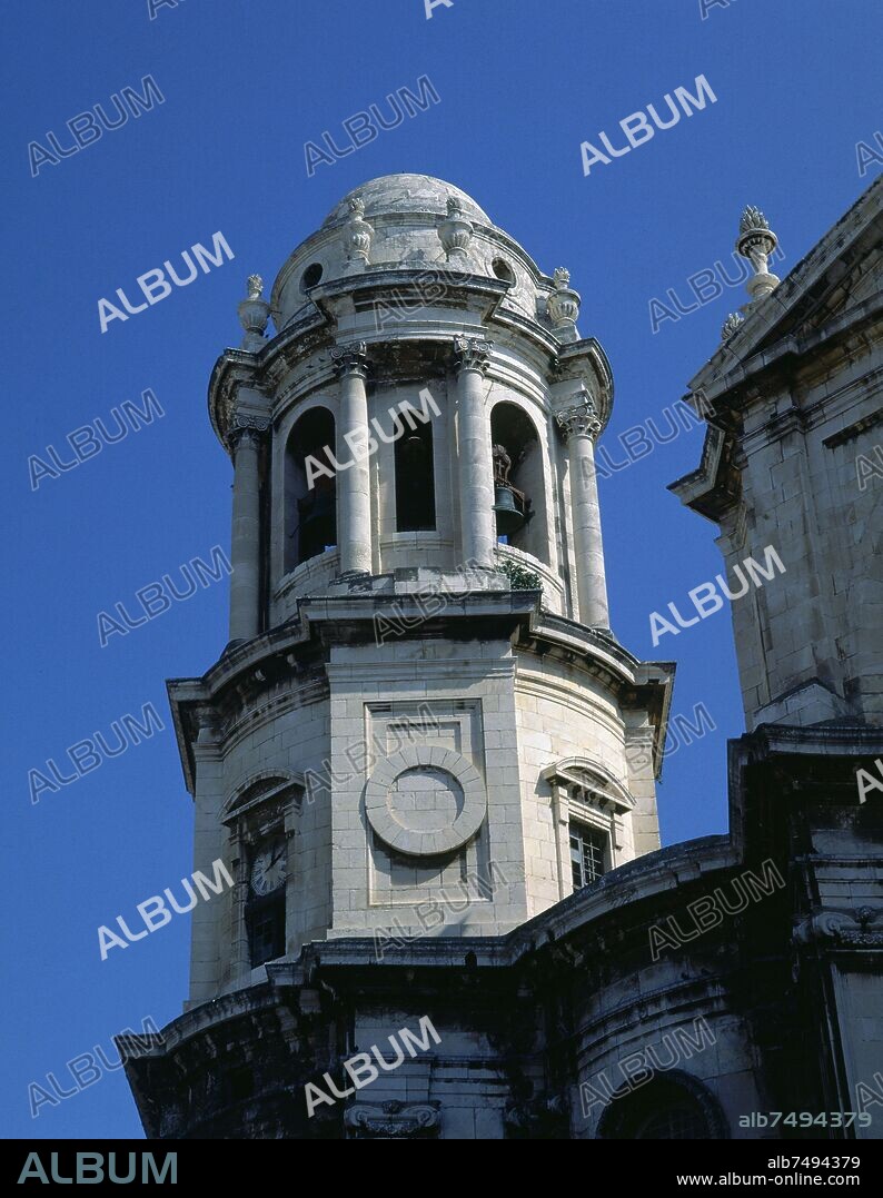 JUAN VEGA CORREA (1806-1883). DETALLE PARTE SUPERIOR DE LA TORRE DE LA CATEDRAL DE CADIZ - 1846-1853.