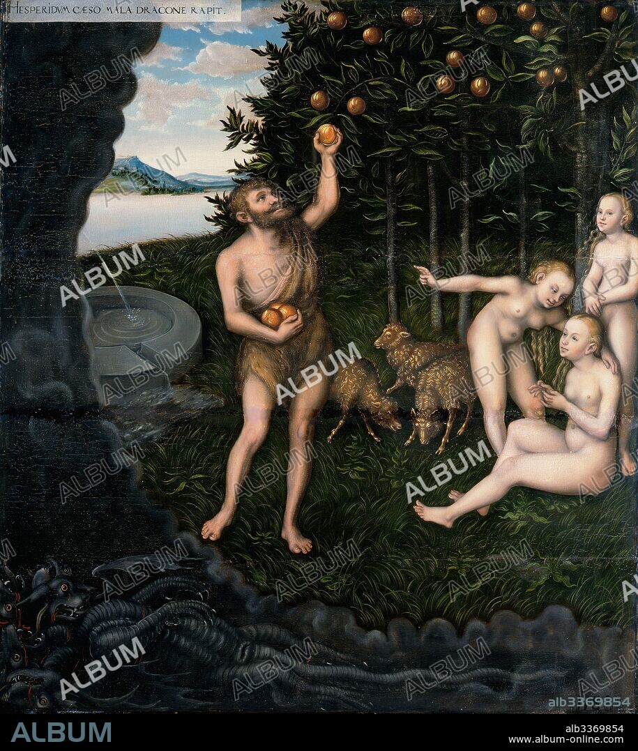 CRANACH, LUCAS, THE ELDER. Hercules stealing the apples from the Hesperides (From The Labours of Hercules).
