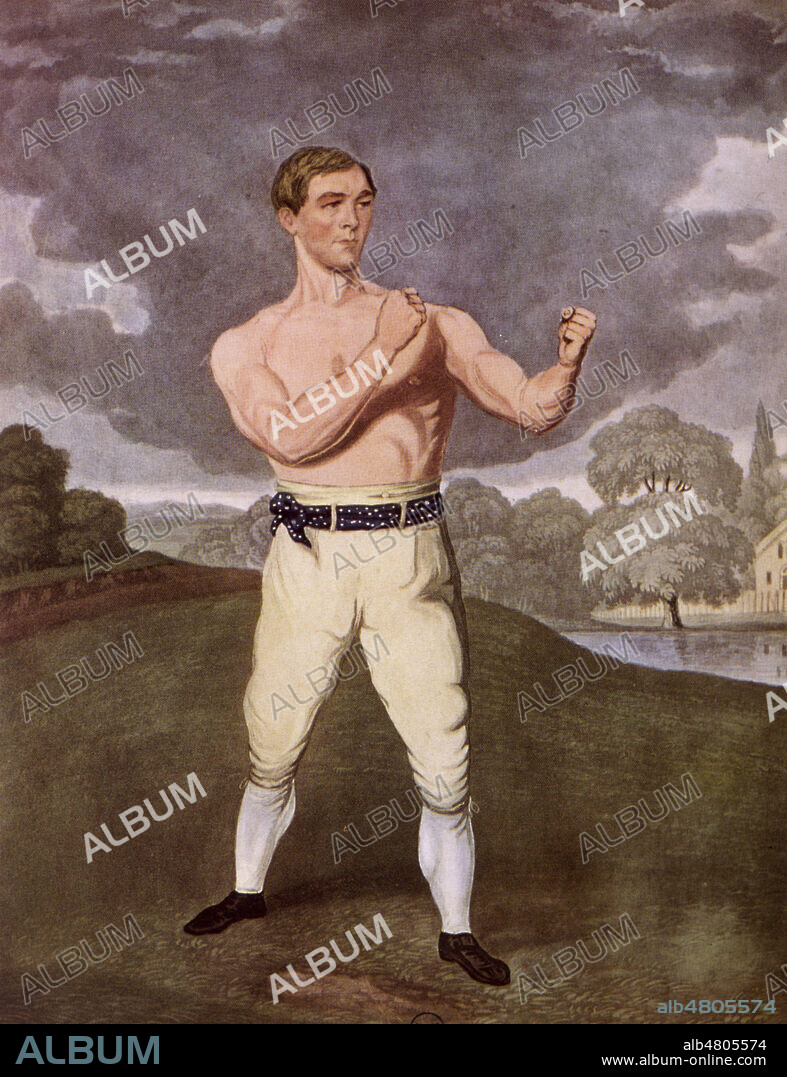 Boxeur anglais en position de garde : James 'Deaf' Burke (1809-1845) gravure de Henry Meyer (1782-1847) , 1839. Credit : Collection KHARBINE-TAPABOR.