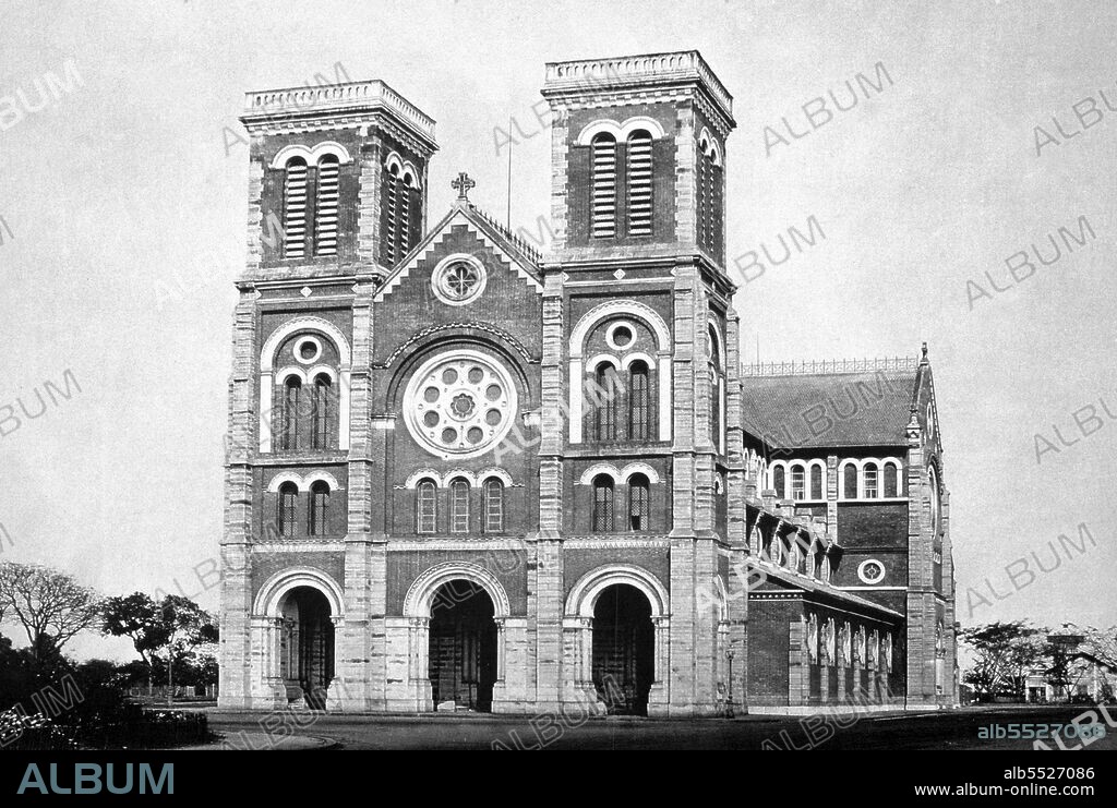 Saigon Notre-Dame Basilica, officially Basilica of Our Lady of The Immaculate Conception is a cathedral located in Ho Chi Minh City (Saigon). Established by French colonists, the cathedral was constructed between 1863 and 1880. It has two bell towers, reaching a height of 58 meters (190 feet). Former Emperor B?o Ð?i made Saigon the capital of the State of Vietnam in 1949 with himself as head of state. After the Vi?t Minh gained control of North Vietnam in 1954, it became common to refer to the Saigon government as 'South Vietnam'. The government was renamed the Republic of Vietnam when B?o Ð?i was deposed by his Prime Minister Ngo Dinh Diem in a fraudulent referendum in 1955. Saigon and Cholon, an adjacent city with many Sino-Vietnamese residents, were combined into an administrative unit called Ðô Thành Sài Gòn (Capital City Saigon).
