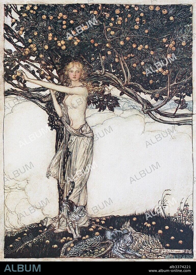 ARTHUR RACKHAM. Freia, the fair one. Illustration for "The Rhinegold and The Valkyrie" by Richard Wagner.