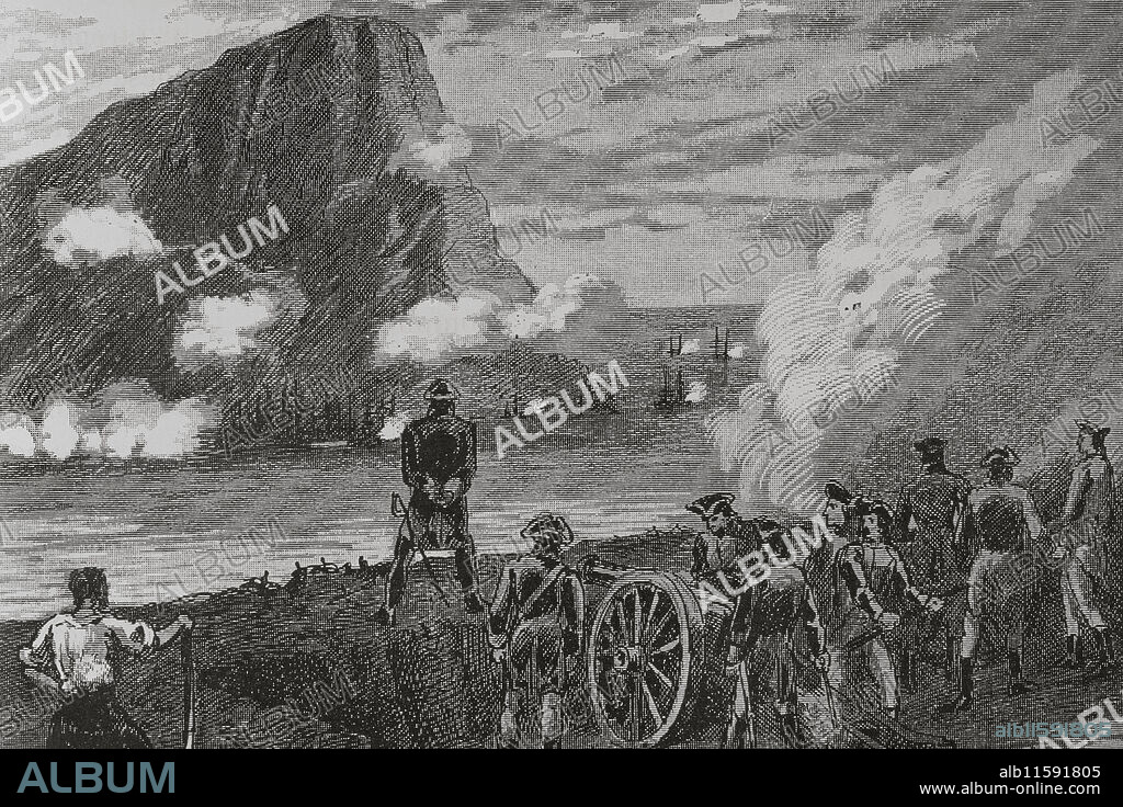 Sitio de Gibraltar (21 de junio de 1779 al 7 de febrero de 1783). Tercer sitio infructuoso llevado a cabo por España desde la pérdida del territorio. El bloqueo fue dirigido por Martín Alvarez de Sotomayor (1723-1819). El bloqueo marítimo fue considerado insuficiente, por lo que en 1782 se nombró a Luis Berton de Balbe de Quiers, duque de Crillón (1717-1796), como mando del ejército sitiador. Sitio de Gibraltar por el duque de Crillon. "Glorias Españolas". Tomo IV. Editada en Barcelona, 1890.