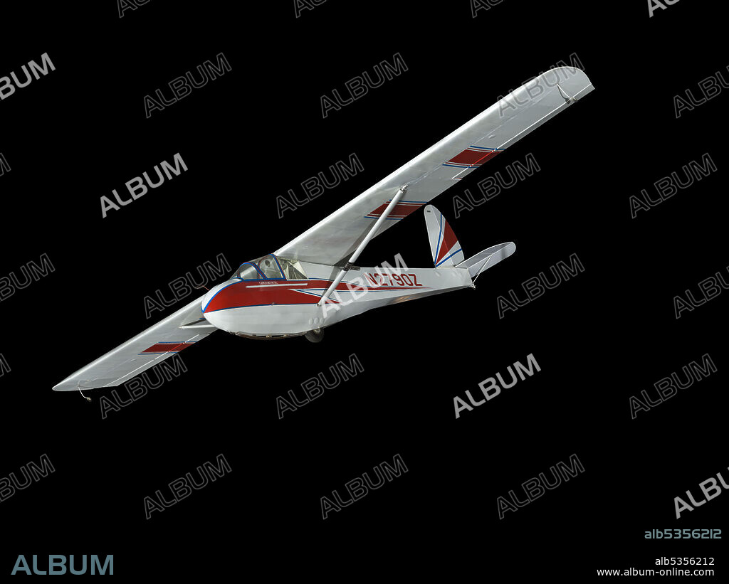 Sailplane used by Scotty McCray for aerobatics, silver, red and blue; ca. 1960. Immediately after World War II ended, Earnest Schweizer designed the SGU 2-22EK. Earnest and his brothers, Paul and William, hoped to produce and sell an inexpensive, easy-to-fly, two-seat training glider built from aluminum that could operate from small airfields. The Schweizer Aircraft Corporation built 257 examples of the 2-22 from 1946 to 1967. Thousands of people acquired the skill to fly motorless aircraft at the controls of the 2-22 and many of these airplanes remain active in 2003. Byron G. "Scotty" McCray flew this Schweizer 2-22EK from 1966 to 1973 at airshows in the United States, Canada, and the Bahamas. His routine began at about 760-912 m (2,500-3,000 ft). After releasing from the tow airplane, McCray looped, rolled, and spun the 2-22 down to a silent landing. He synchronized his maneuvers to the theme music from the Hollywood film Born Free while audiences heard the melody booming through the airshow public address system.
