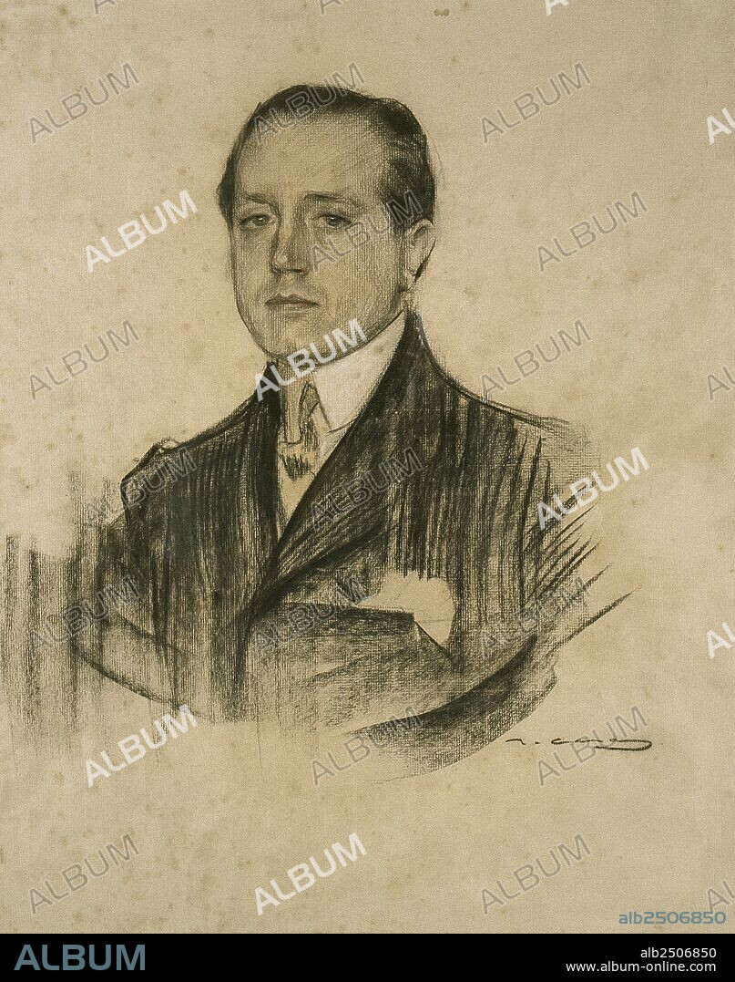 AZORIN, pseudónimo de José Martínez Ruiz (Monóvar 1873-Madrid, 1967). Escritor español. Dibujo realizado por Ramón CASAS hacia 1904-1905. Carboncillo y pastel sobre papel (62,5 x 47,5 cm). Museu Nacional d'Art de Catalunya. Barcelona.