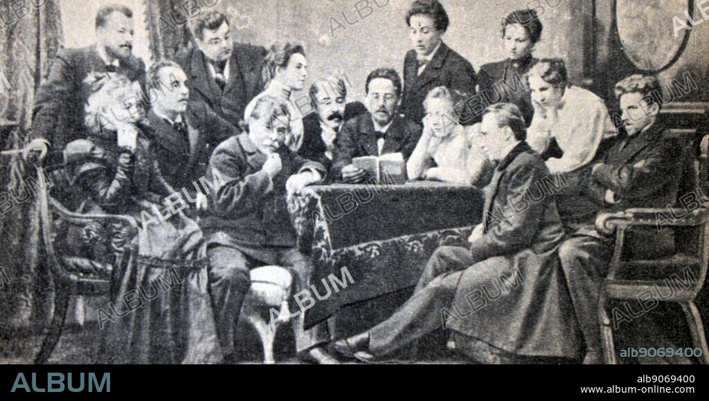 A.P. Chekhov reads his play Uncle Vanya to the artists of the Art Theater. Photo. 1899. Anton Pavlovich Chekhov (1860 - 1904) was a Russian playwright and short-story writer who is considered to be among the greatest writers of short fiction in history.