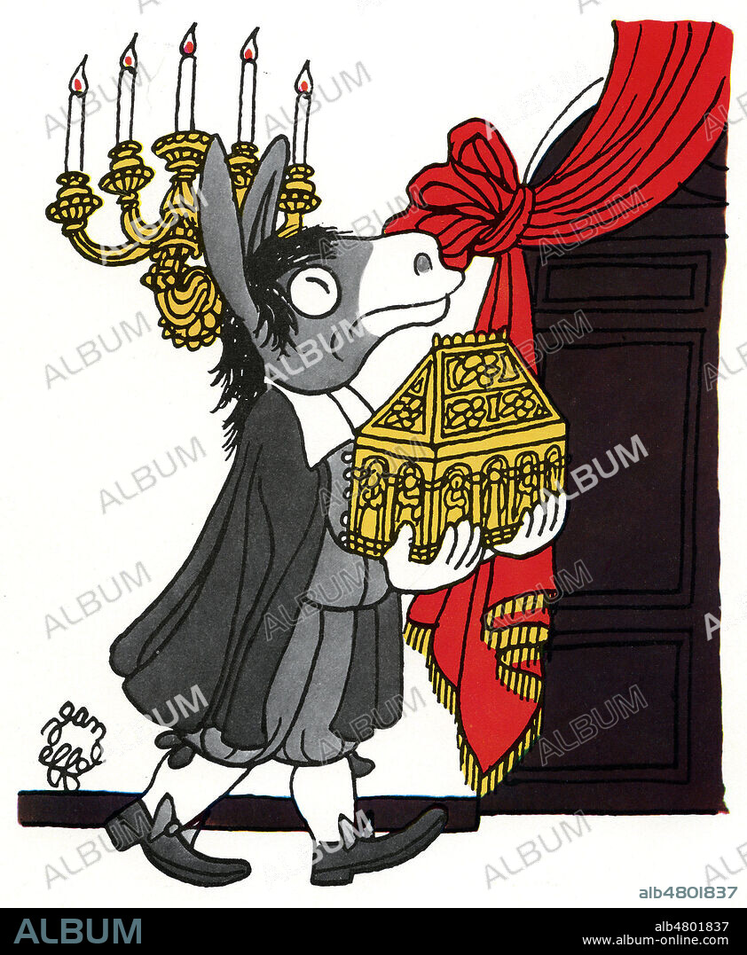 L'ane portant des reliques. Illustration de 1975 par Jean EFFEL (1908-1982) pour Fables de Jean de LA FONTAINE (1621-1695). ADAGP. Credit : Collection Jonas/Kharbine-Tapabor.