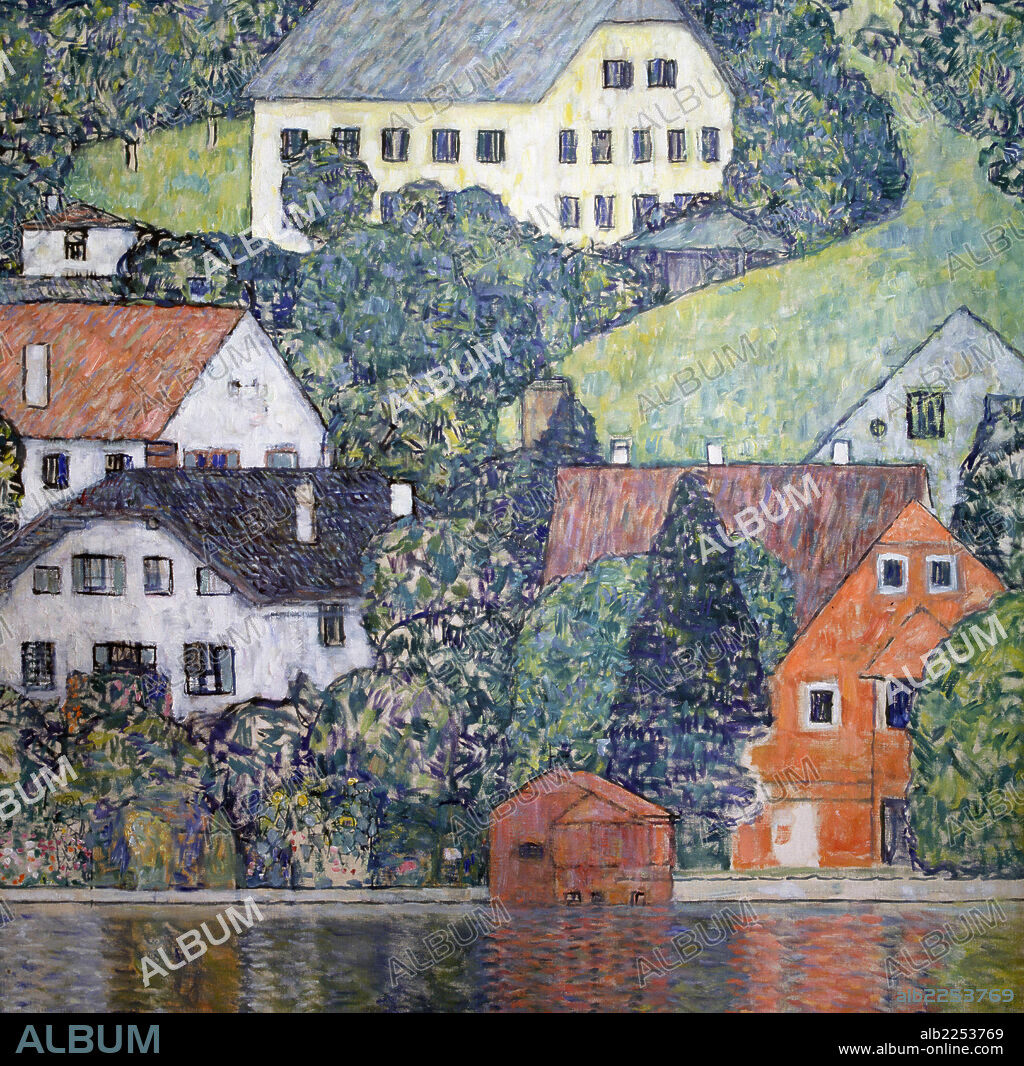 GUSTAV KLIMT. KLIMT, GUSTAV. PINTOR AUSTRIACO 1862-1918. " CASAS EN UNTERACH ", AÑO 1916. GALERIA AUSTRIACA DE VIENA.