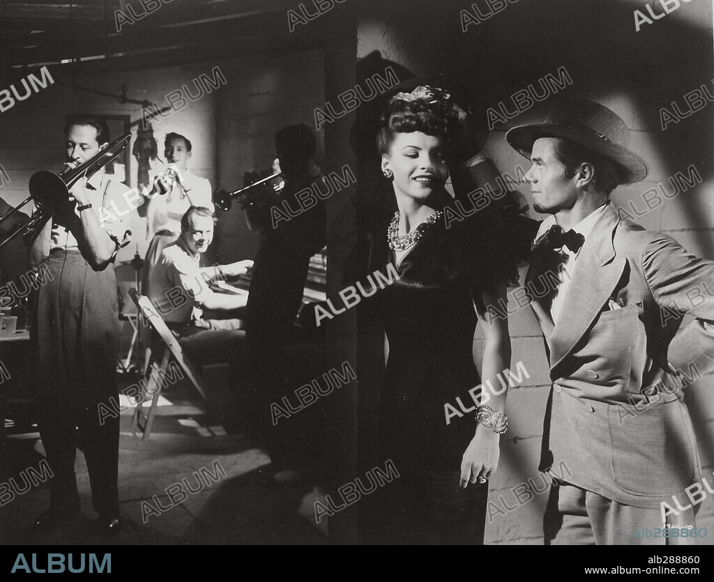 ELISHA COOK JR. and ELLA RAINES in PHANTOM LADY, 1944, directed by ROBERT SIODMAK. Copyright UNIVERSAL PICTURES.