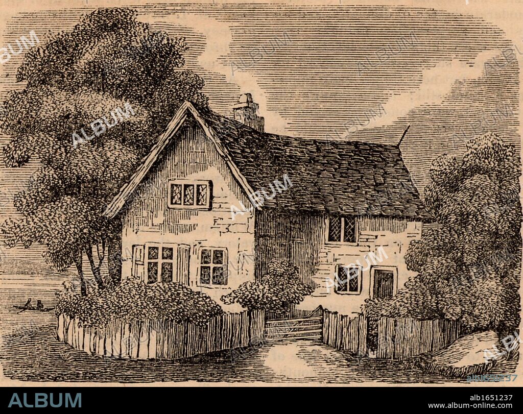 The house at Coton Hill near Shrewsbury, Shropshire, England, in which Admiral Benbow was born. John Benbow (1653-1702) English naval commander, Vice-Admiral 1701. In the West Indies, off Santa Marta, he encountered superior French forces under Du Casse on 19 August 1702. His leg was shattered by chain-shot and, deserted by his captains, he died in Jamaica of his wounds in October. Remembered as 'Brave Benbow'.  Engraving from "The Mirror of Literature, Amusement, and Instruction" (London, 1838).  (Photo by: Universal History Archive/UIG via Getty Images).