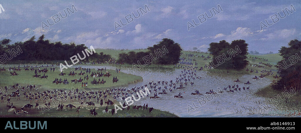 CÁNDIDO LÓPEZ. PASAJE DEL ARROYO SAN JOAQUIN EL 16 DE AGOSTO DE 1865 - PINTADO ENTRE 1876 Y 1885.